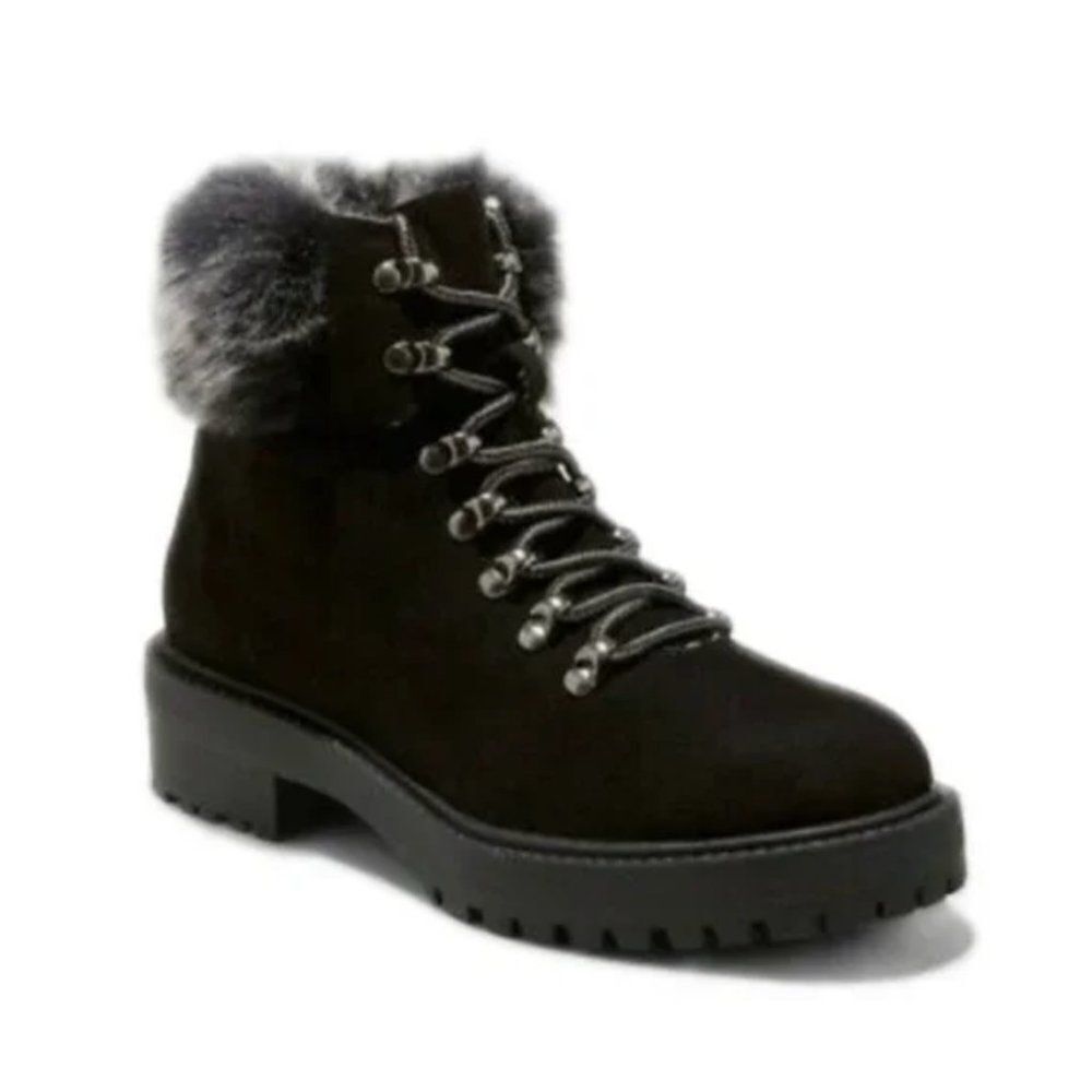 Merona Black Faux Fur Tipped Boots Size 8